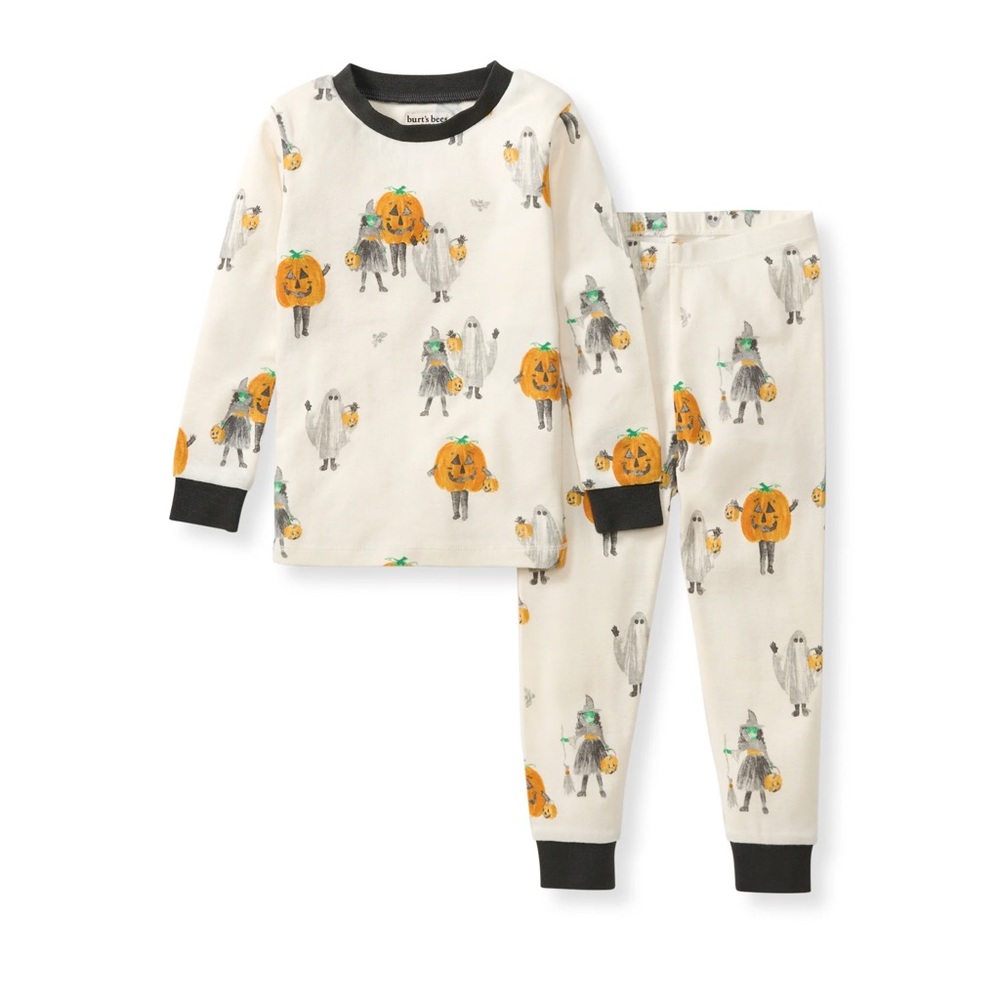 Burt’s Bees Baby Halloween Pumpkin & Ghost Pajama Set | 3T | Organic Cotton